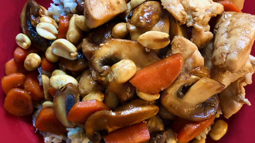 Qi deficiency chicken and mushroom stir fry rice finished dish