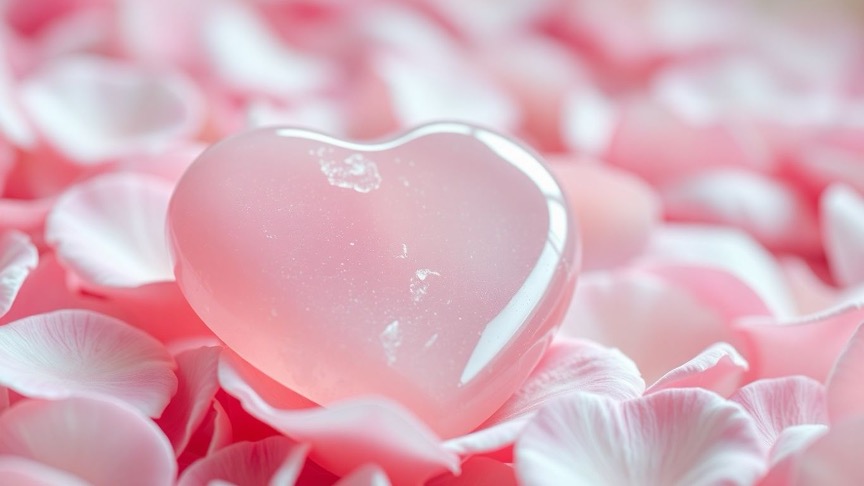 Rose Quartz in TCM Heart Gua Sha Stone