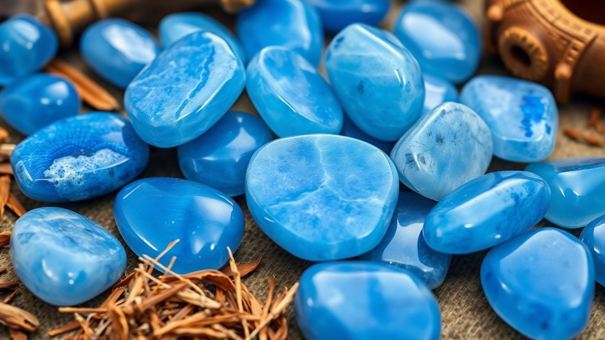 Blue aventurine stones in TCM setting