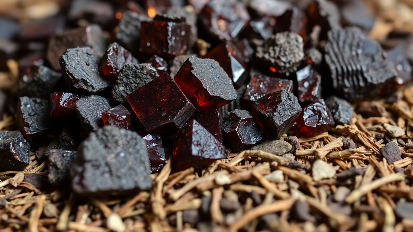 Hematite crystals and traditional Chinese herbs