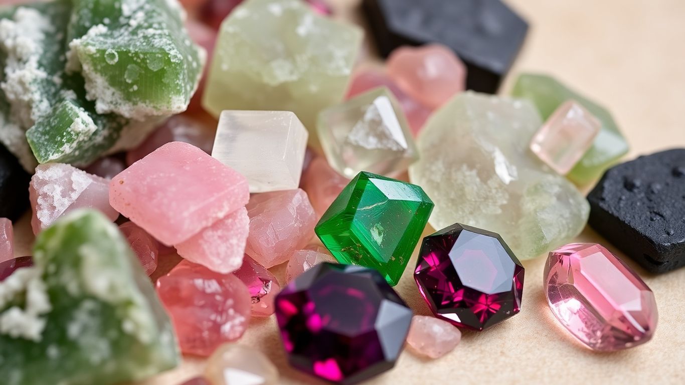 Tourmaline crystals and gemstones