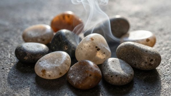 Healing crystals being cleansed and charged.