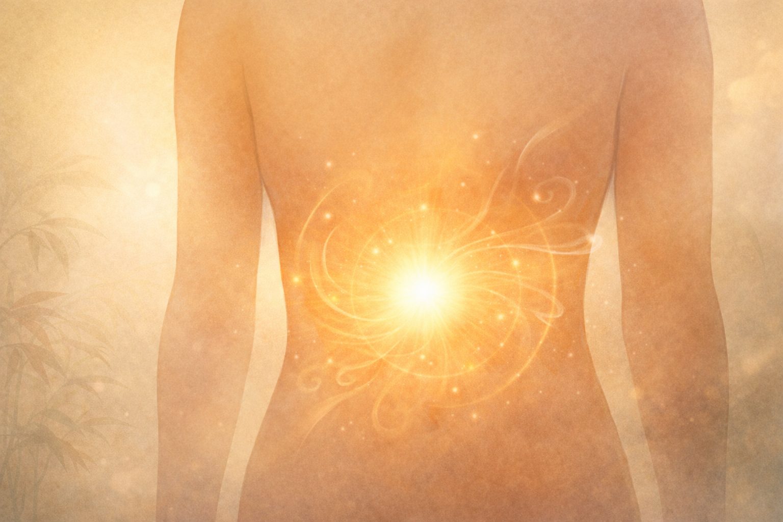 Tired after eating TCM concept showing digestive energy in abdomen and spleen stomach function